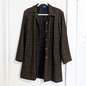 Vintage brown plaid trench coat